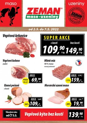 akční leták ZEMAN maso - uzeniny 2.5.2022-7.5.2022