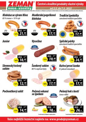 akční leták ZEMAN maso - uzeniny 2.5.2022-7.5.2022