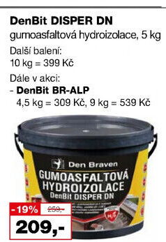 Gumoasfaltová hydroizolace DenBit Disper DN Den Braven