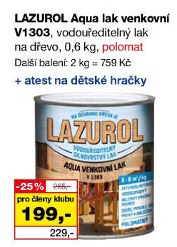 Lak na dřevo silnovrstvý Lazurol Aqua