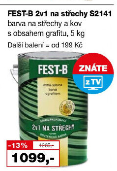 Nátěr na střechy Fest - B Barvy a laky Hostivař