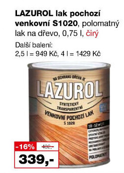 Venkovní pochozí lak Lazurol
