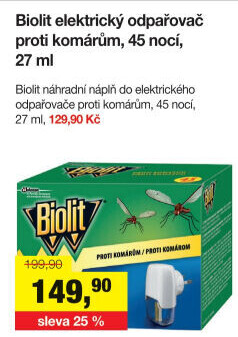 Odpařovač elektrický proti komárům 45 nocí Biolit