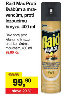 Přípravek proti švábům a mravencům sprej Max Raid