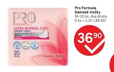 Dámské vložky Pro Formula Tesco