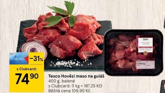 Hovězí maso na guláš Tesco