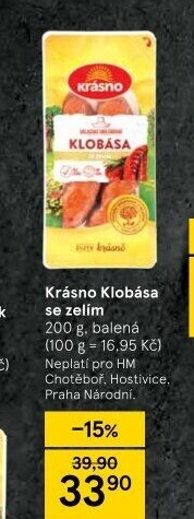 Klobása se zelím Krásno