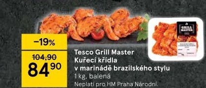 Kuřecí křídla marinovaná Grill Master Tesco
