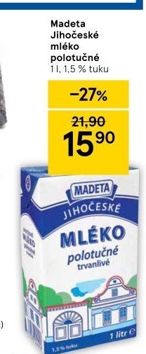 Mléko trvanlivé Jihočeské Madeta - 1,5% polotučné