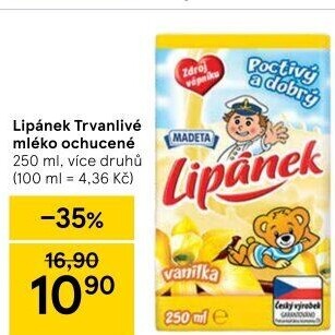 Nápoj mléko ochucené Lipánek Madeta