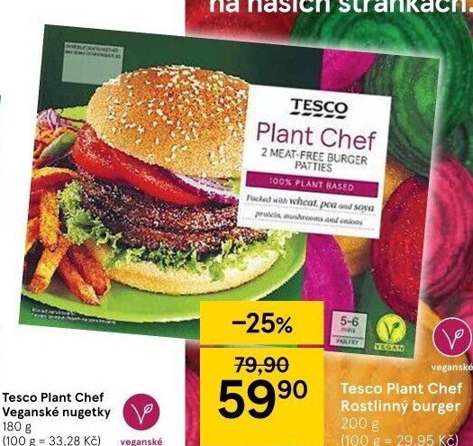 Veganský burger Tesco Plant Chef