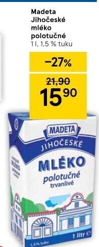 Mléko trvanlivé Jihočeské Madeta - 1,5% polotučné