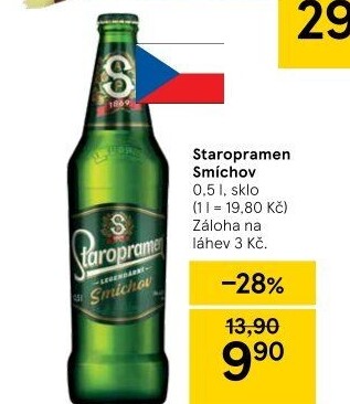 Pivo světlé výčepní 10° Smíchov Staropramen