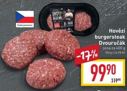 Hovězí burger dvouručák Kostelecké uzeniny