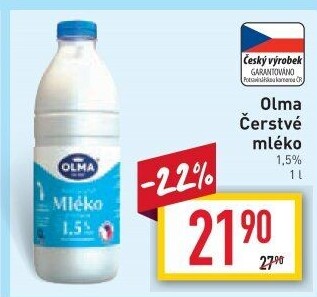 Mléko čerstvé Olma - 1,5% polotučné