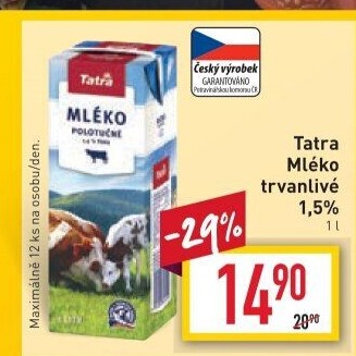 Mléko trvanlivé Tatra - 1,5% polotučné