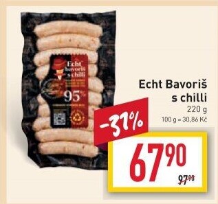 Párek na gril Echt Bavoriš s chilli Láďa Grileman Kostelecké uzeniny