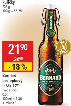 Pivo světlý ležák bez lepku Bernard