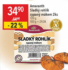 Sladký rohlík bez lepku Vital Amaranth