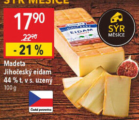 Sýr Eidam uzený 44% Jihočeský Madeta