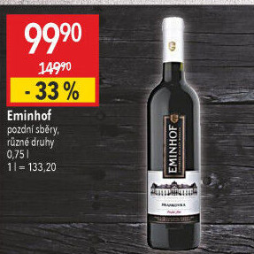 Víno Frankovka Eminhof Diana Moravia - pozdní sběr