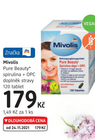 Doplněk stravy Spirulina + OPC Pure Beauty Mivolis