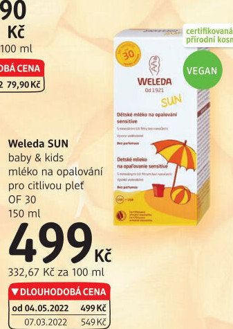 Mléko na opalování dětské OF 30 Weleda Sun