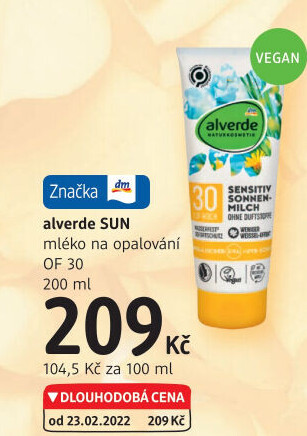 Mléko na opalování OF 30 Sun Alverde