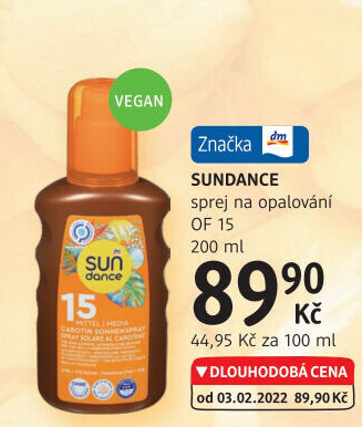 Sprej na opalováni s karotenem OF 15 Sundance
