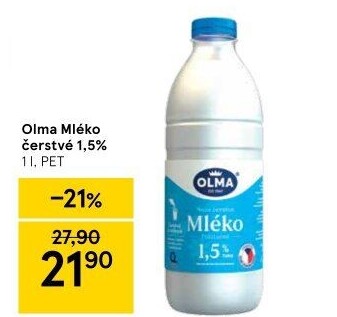 Mléko čerstvé Olma - 1,5% polotučné
