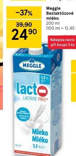 Mléko trvanlivé bez laktózy Meggle - 1,5% polotučné