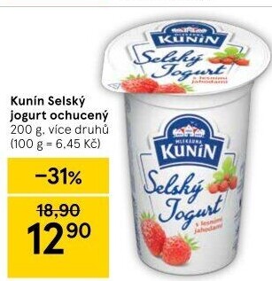 Ochucený jogurt selský Kunín
