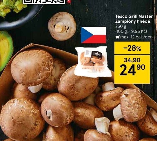 Žampiony hnědé Tesco Grill Master
