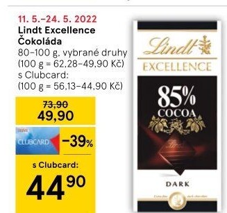 Čokoláda Excellence Lindt