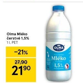 Mléko čerstvé Olma - 1,5% polotučné