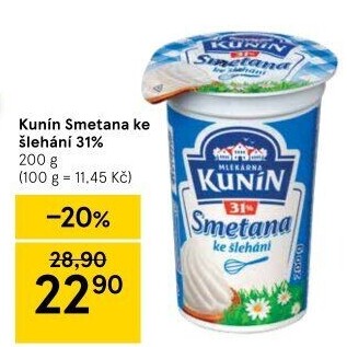 Smetana ke šlehání Kunín 31%