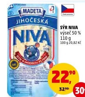 Sýr Niva Jihočeská 50% Madeta
