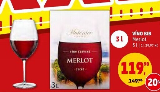 Víno Merlot Vinařství Mutěnice - bag in box