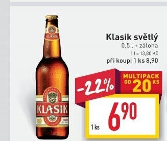 Pivo světlé výčepní 10° Klasik
