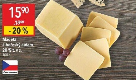 Sýr Eidam Jihočeský 20% Madeta