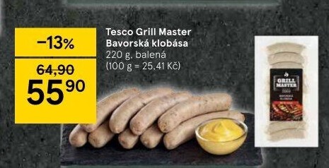 Bavorská klobása Grill Master Tesco