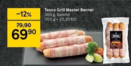 Berner se slaninou Grill Master Tesco