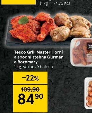 Marinovaná kuřecí stehna Gurmán a Rozemary Grill Master Tesco
