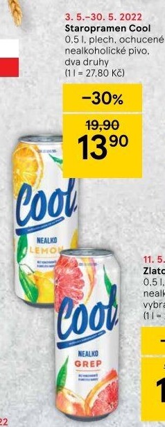 Nealkoholické pivo ochucené Staropramen Cool