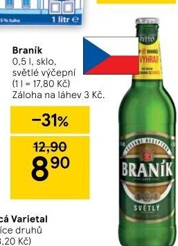 Pivo světlé výčepní 10° Braník