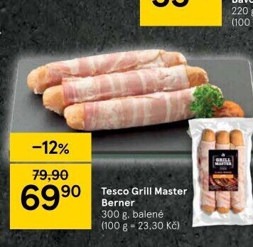 Berner se slaninou Grill Master Tesco