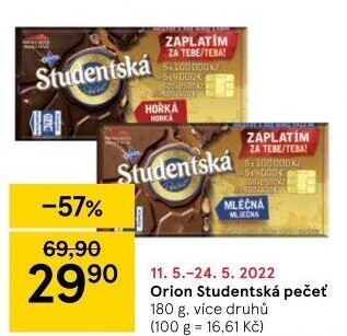 Čokoláda Studentská pečeť Orion