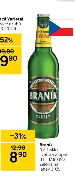 Pivo světlé výčepní 10° Braník