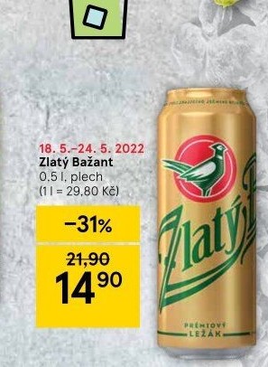 Pivo světlý ležák 12° Zlatý Bažant