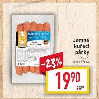 Kuřecí jemné párky DZ Klatovy